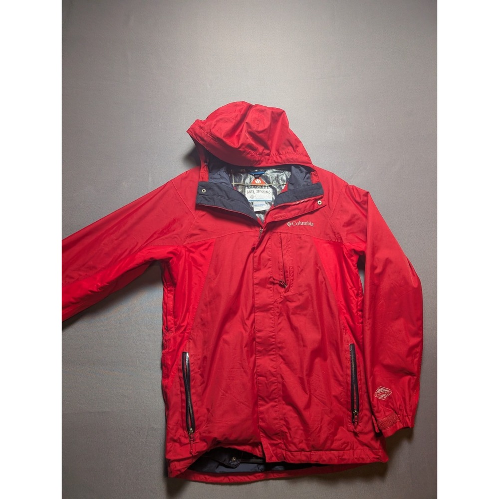 Columbia Pouration II Waterproof Jacket Womens S Red Omni-Tech Adjustable Hooded